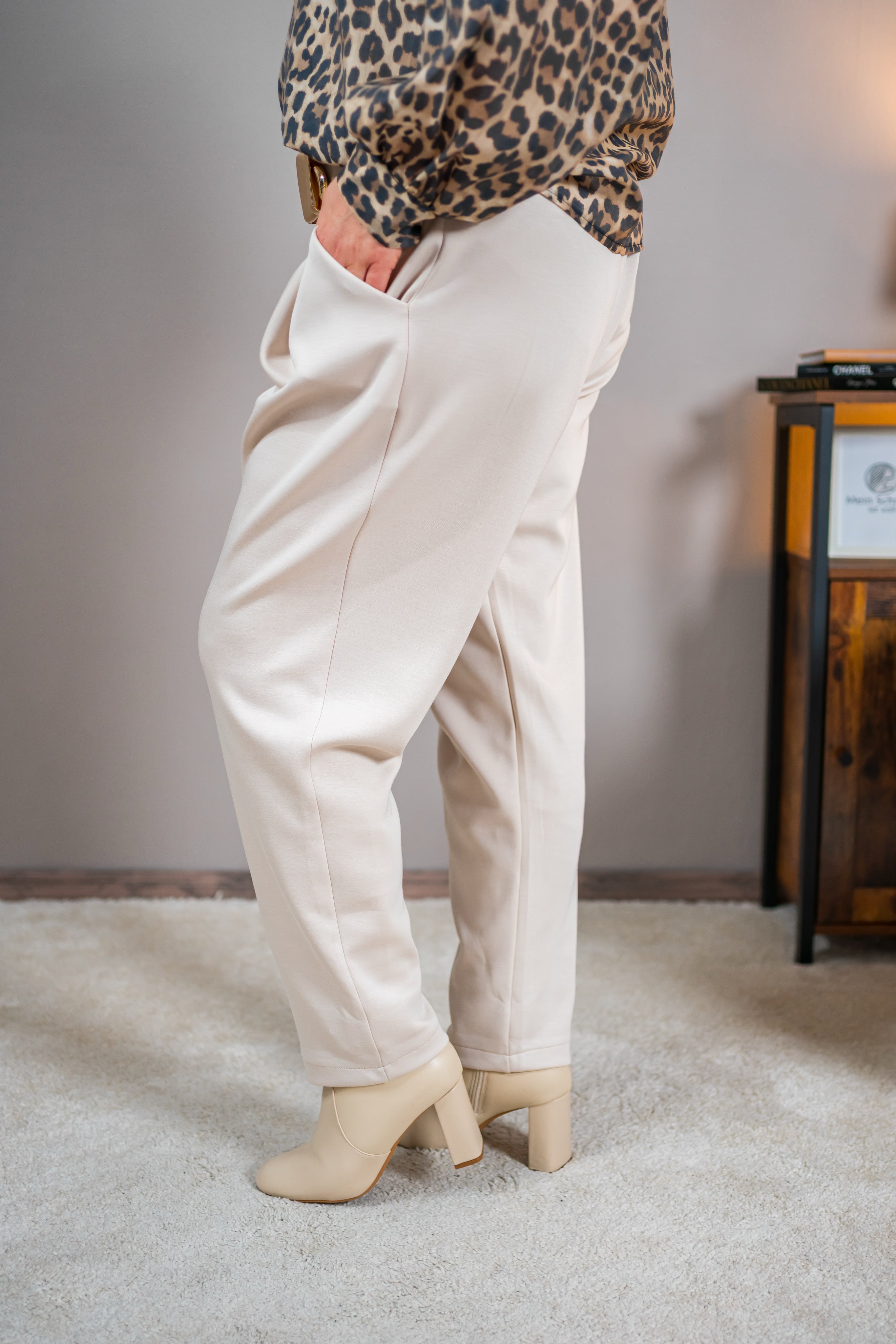 Elegante Jerseyhose, creme
