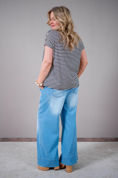 Washed Jeans im Jogpant-Stil, hellblau