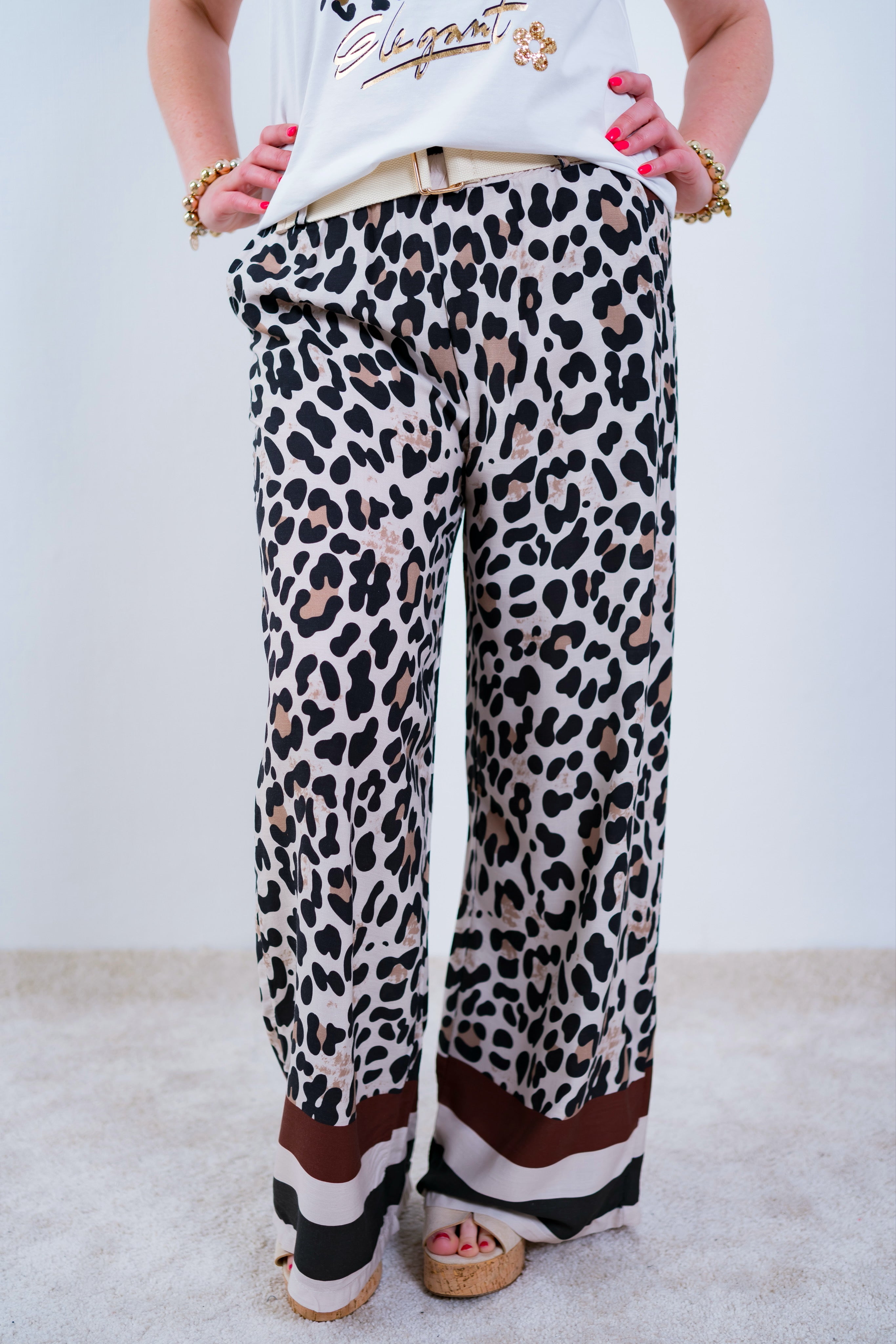 Sommerhose mit Gürtel, Leo-Muster