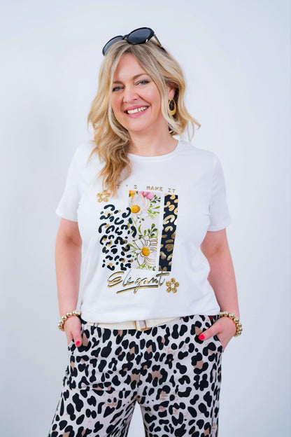 T-Shirt mit Druck, weiß