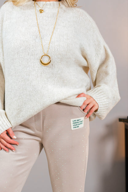 Oversize-Strickpullover, creme