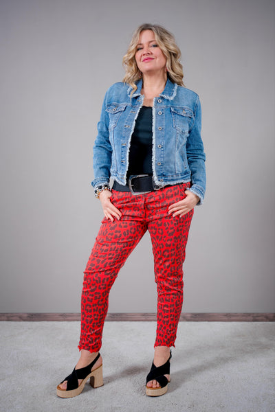 Jeansjacke mit Fransen