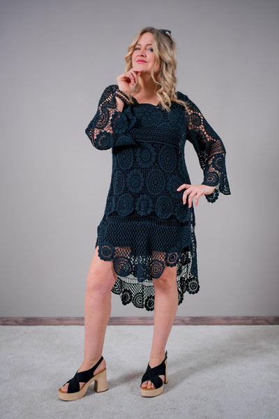 Häkel-Kleid, schwarz