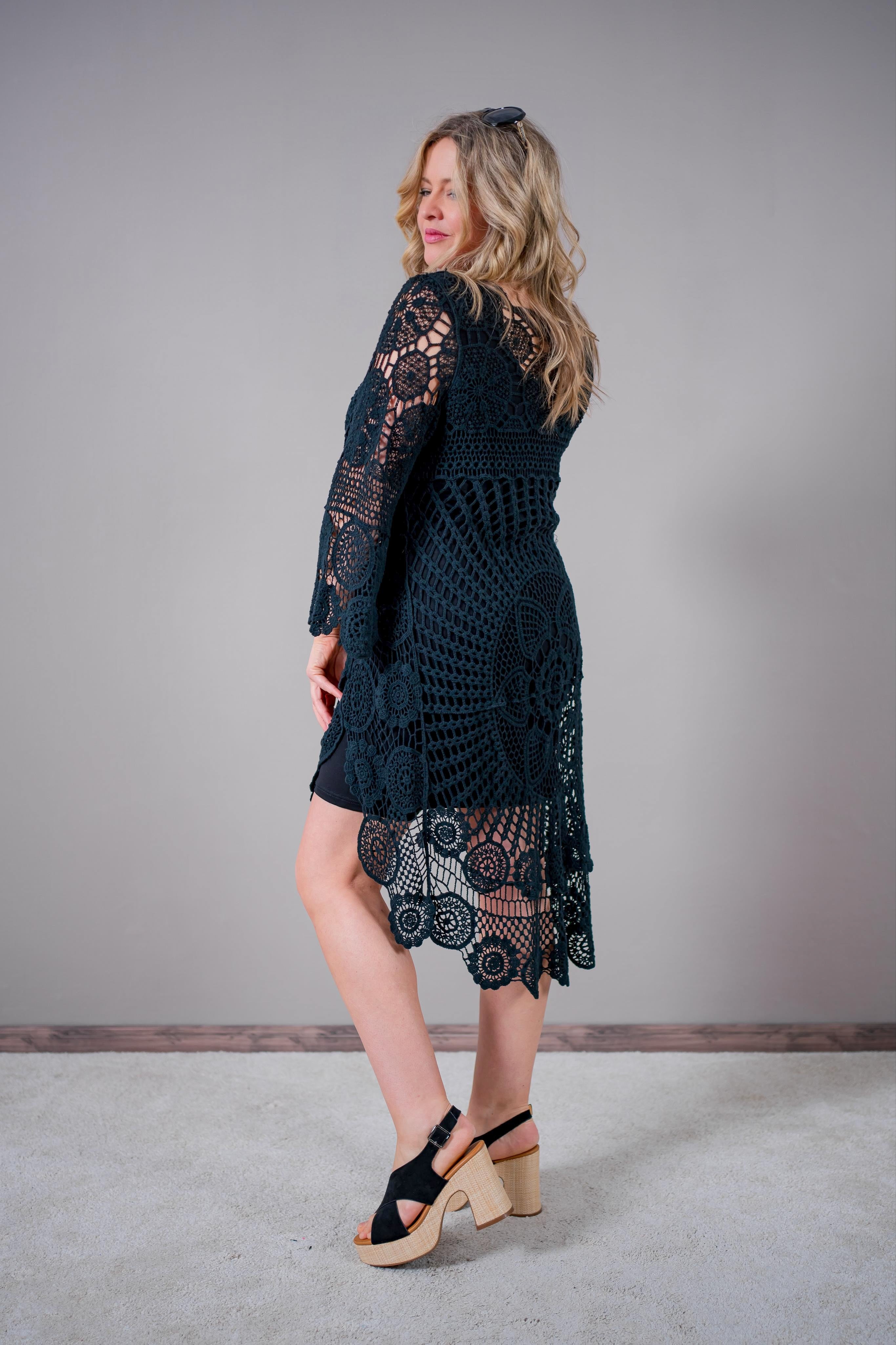 Häkel-Kleid, schwarz