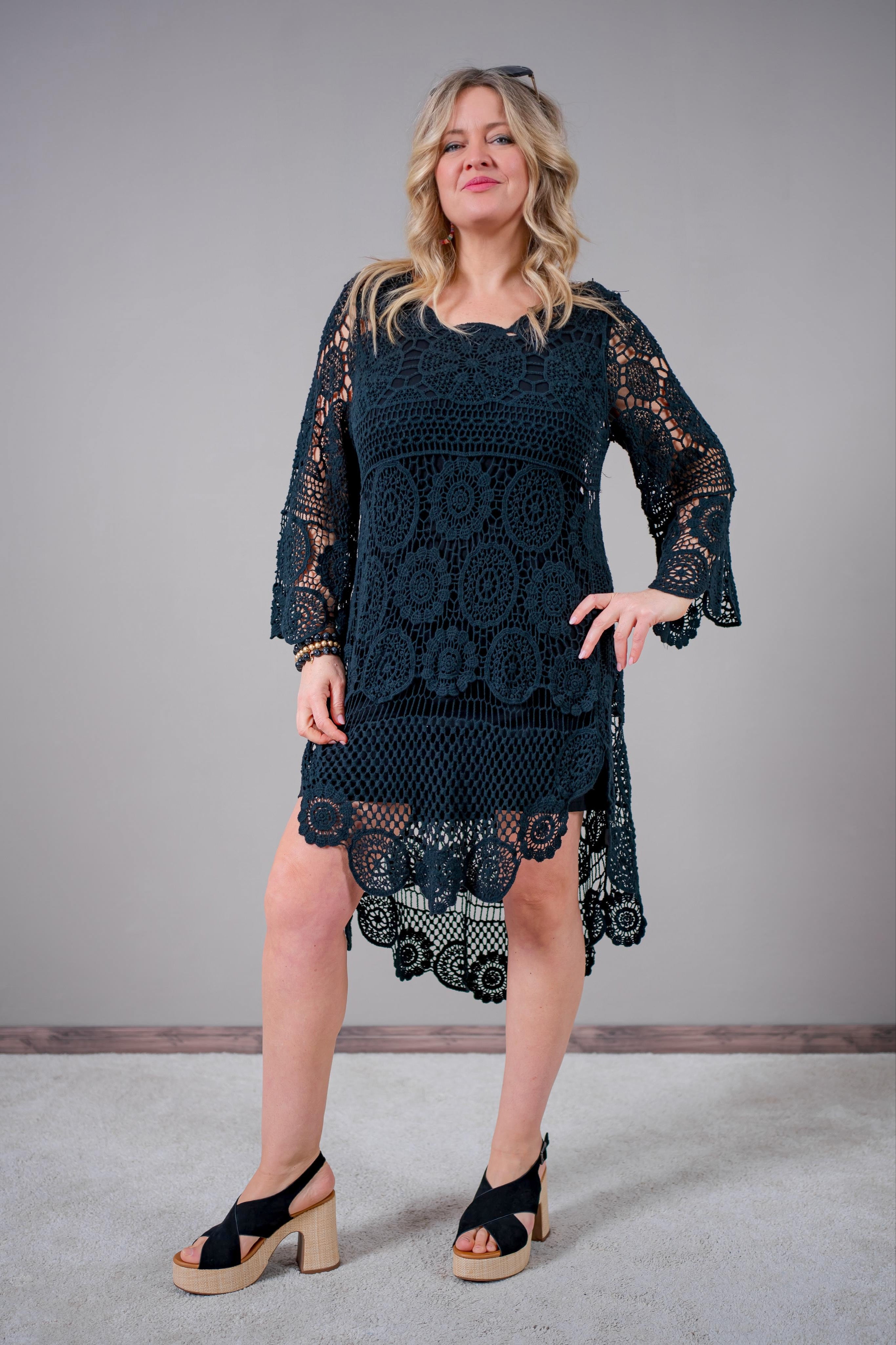Häkel-Kleid, schwarz