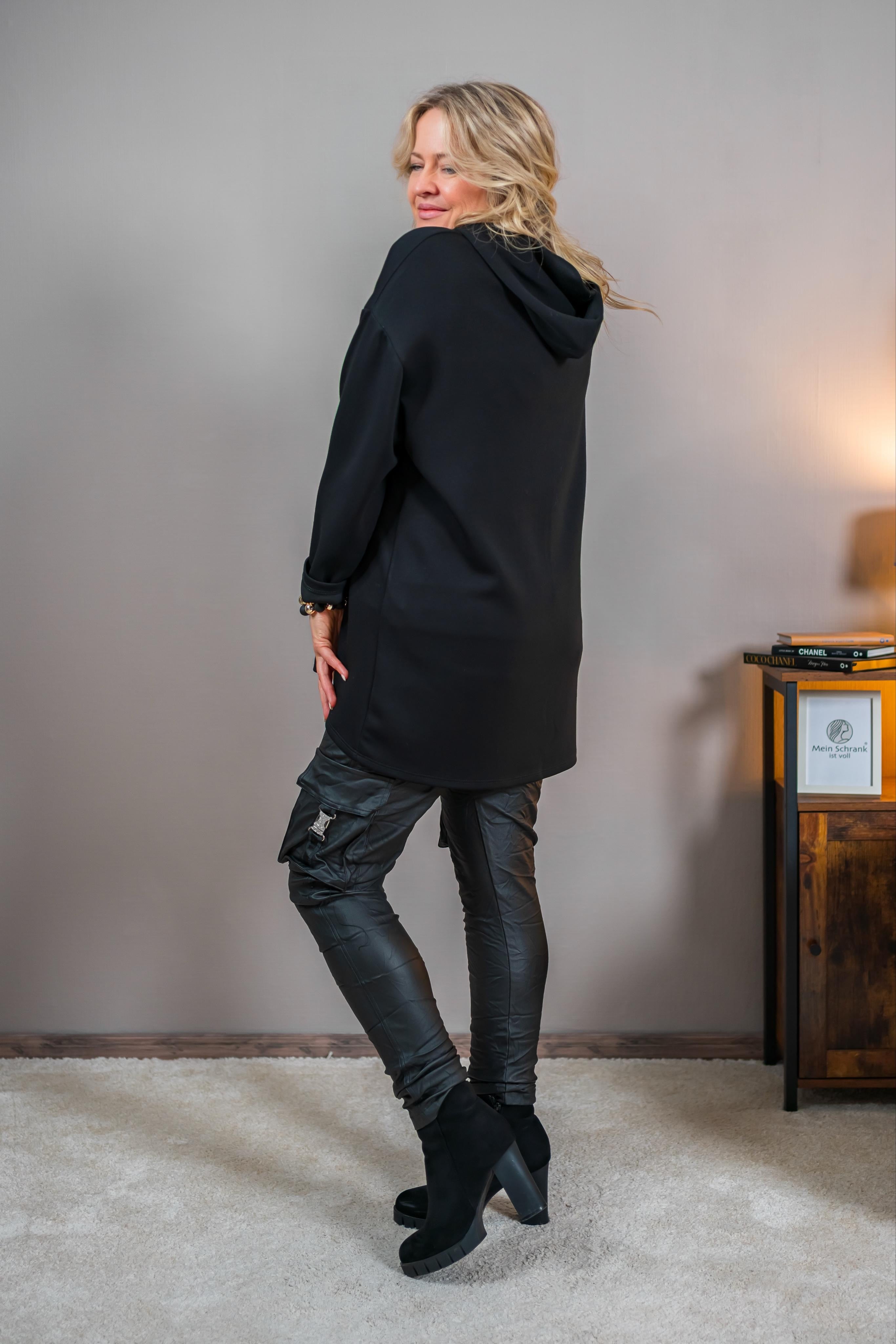 Hoodie mit Print, schwarz