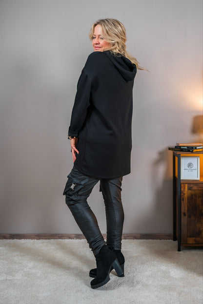 Hoodie mit Print, schwarz