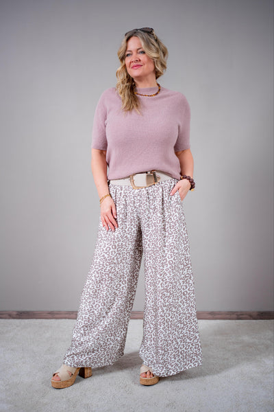 Kurzarm Strickpulli, taupe