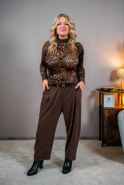 Leichtes Langarmshirt in Leo-Optik