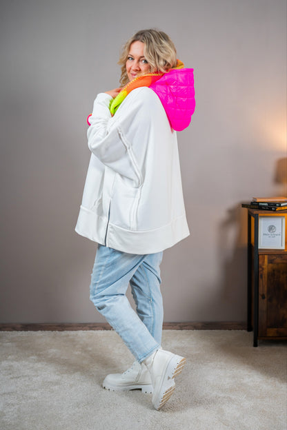 Oversized Kapuzenpullover, weiß