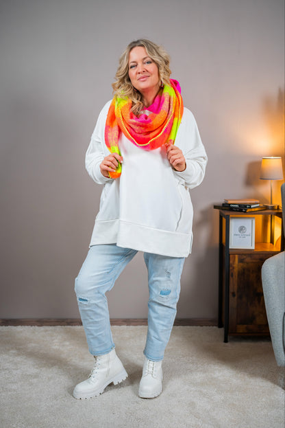 Oversized Kapuzenpullover, weiß