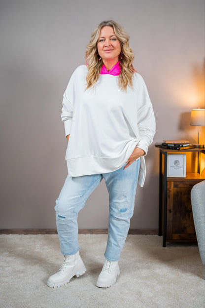 Oversized Kapuzenpullover, weiß