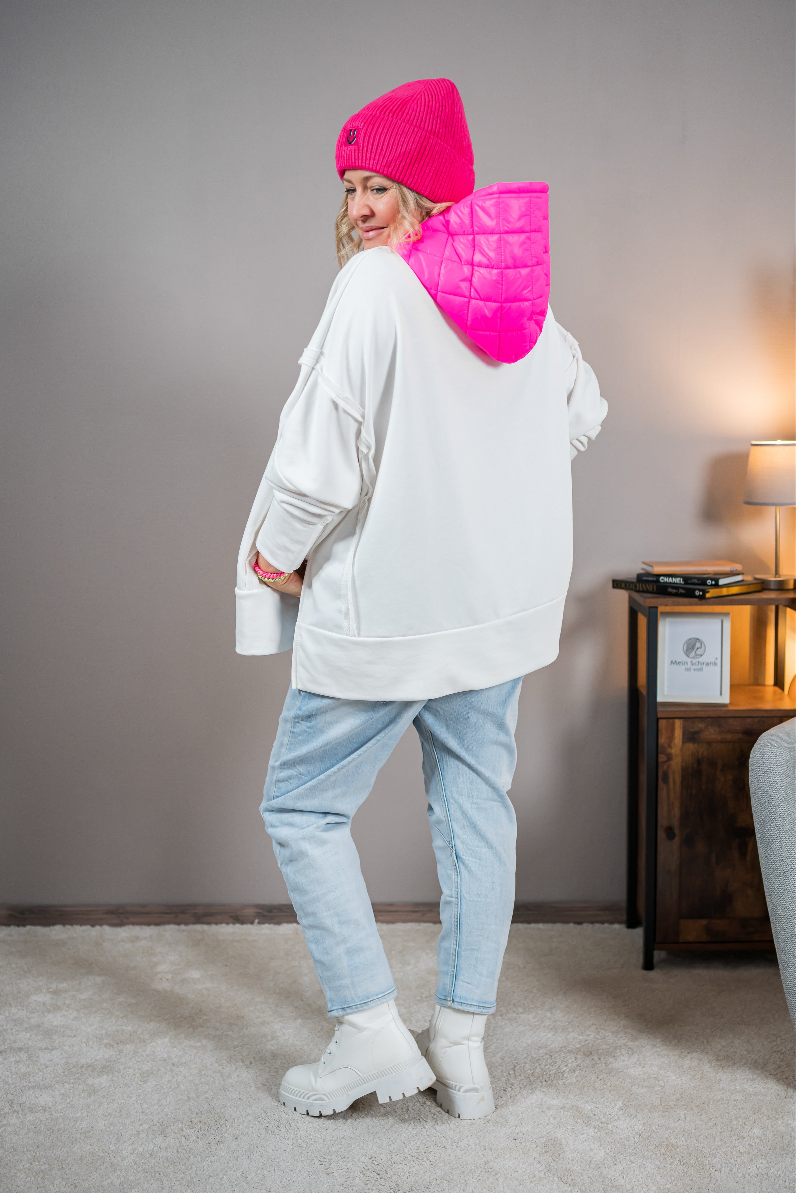 Oversized Kapuzenpullover, weiß
