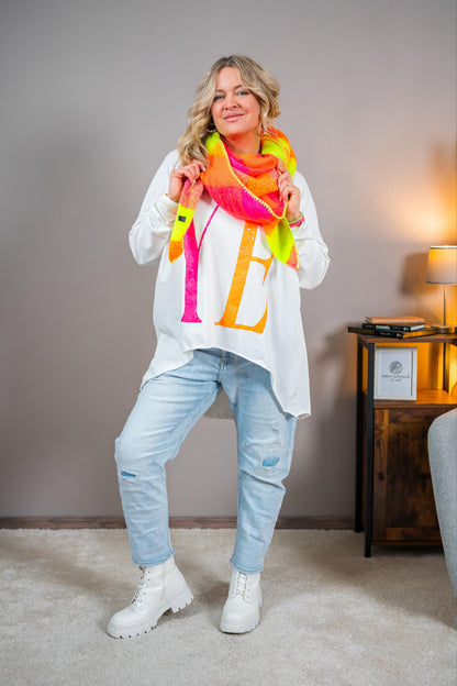 Oversized Shirt "YEAH" in Weiß