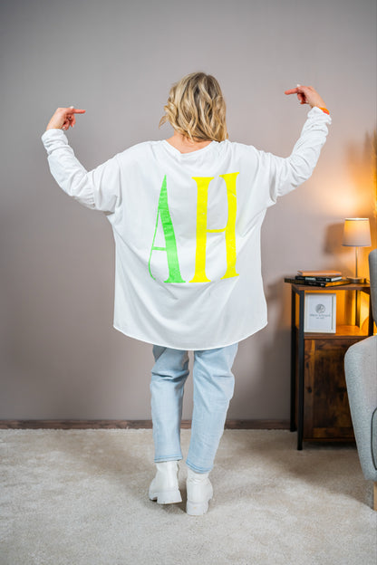 Oversized Shirt "YEAH" in Weiß