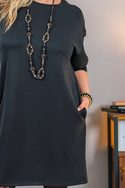 Elegantes Sweatshirtkleid, schwarz