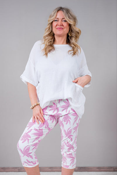 Leichtes Oversize-Shirt mit Strukturärmeln & Taschen, weiß