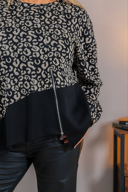 Feinstrickpullover mit Sweateinsatz