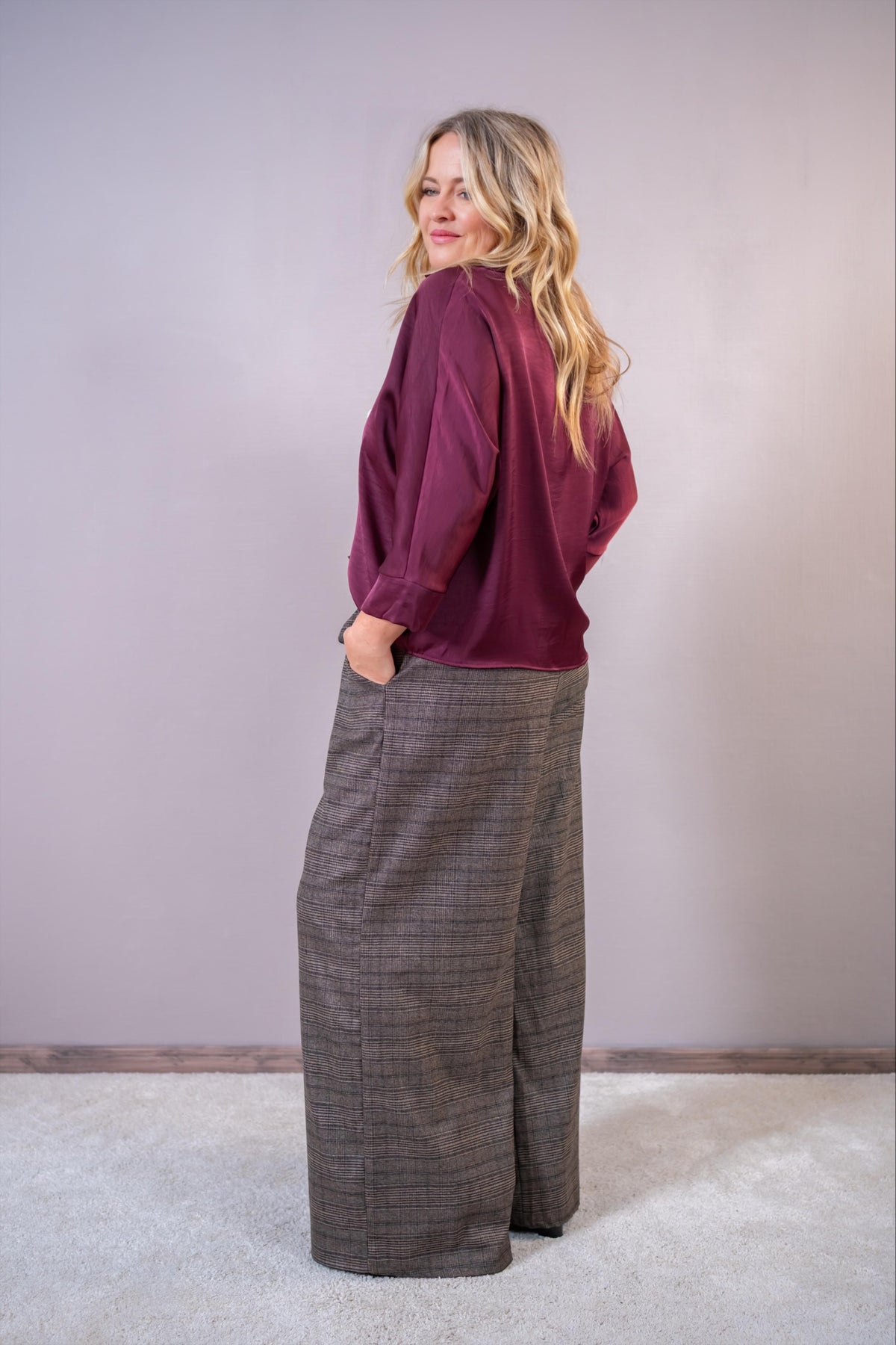 Satin-Bluse, bordeaux