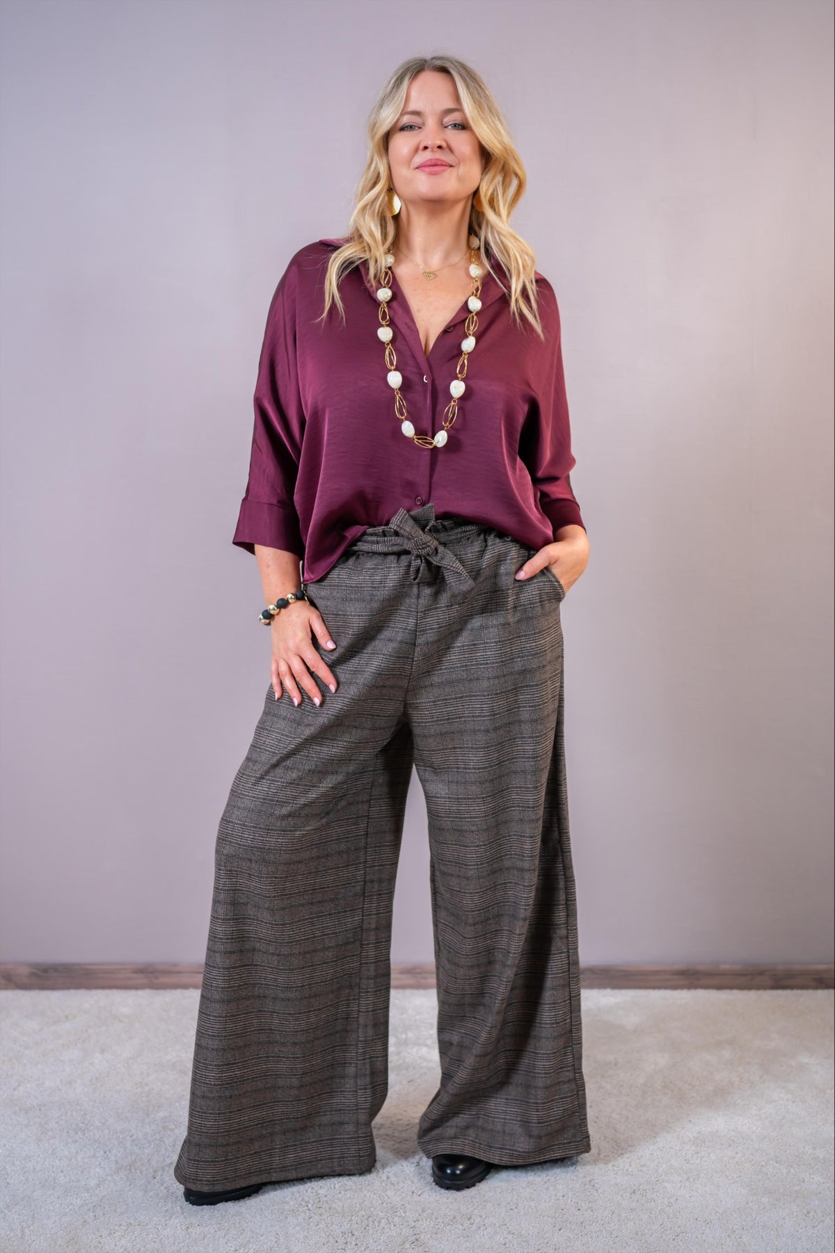 Satin-Bluse, bordeaux