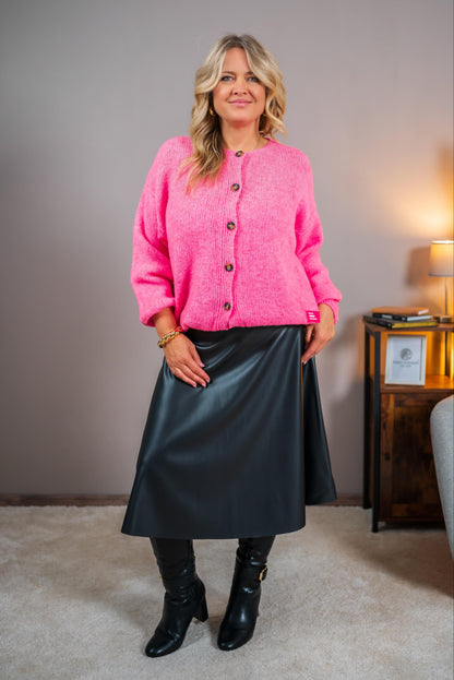 Oversize Strickjacke in Rosa-Pink