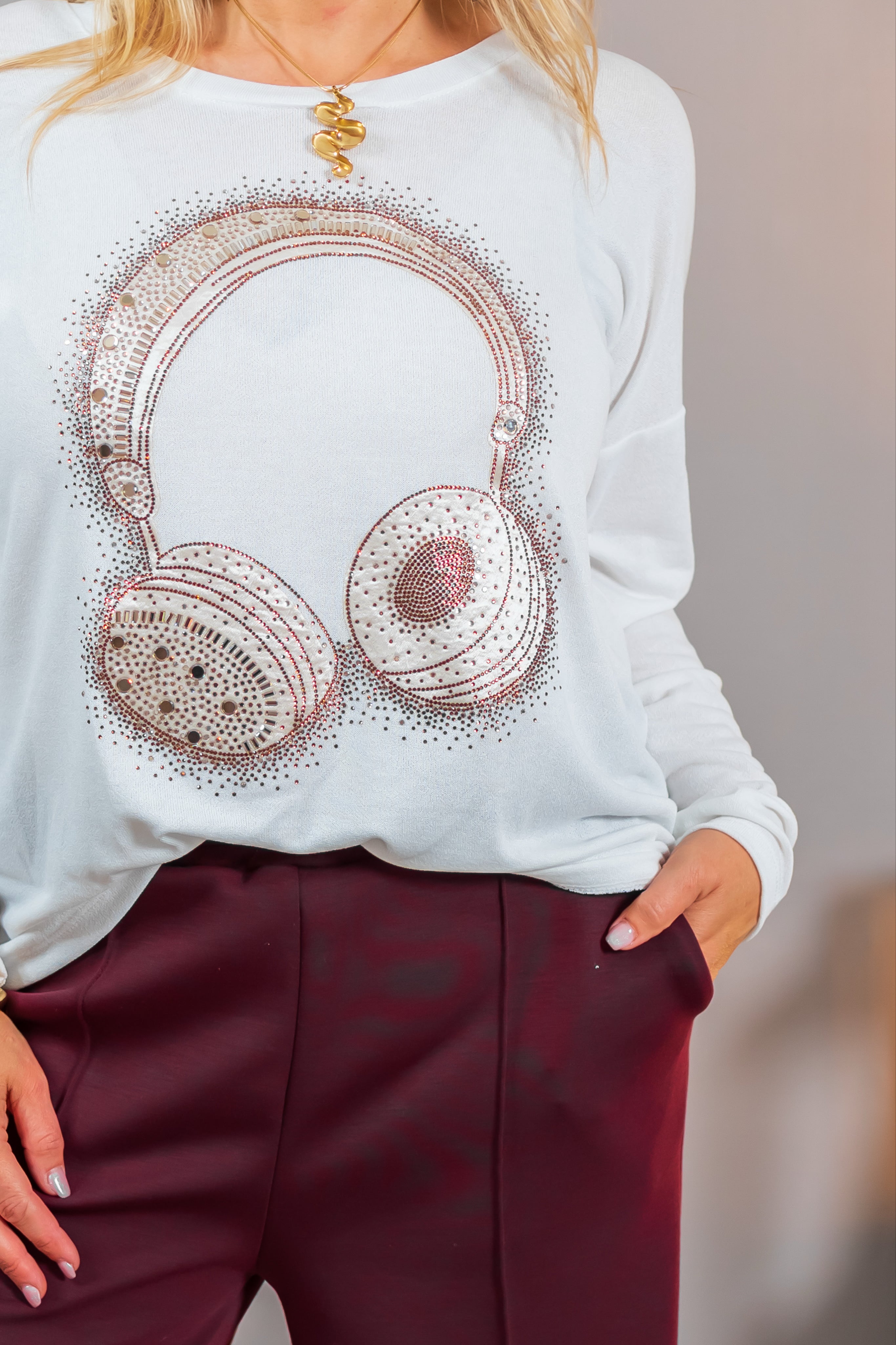 Feines Strickshirt mit Pailletten