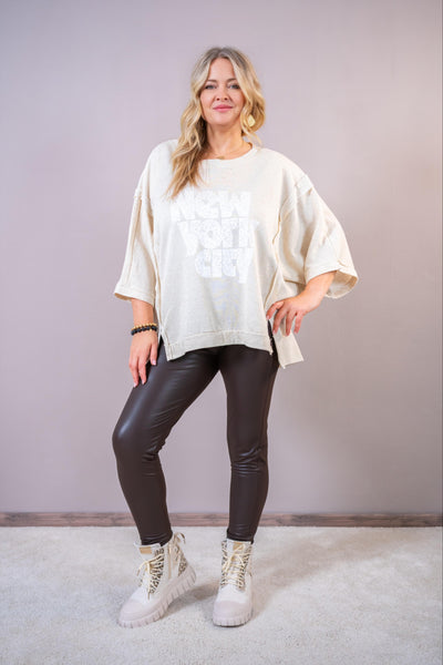 Leggings in Lederoptik, dunkelbraun