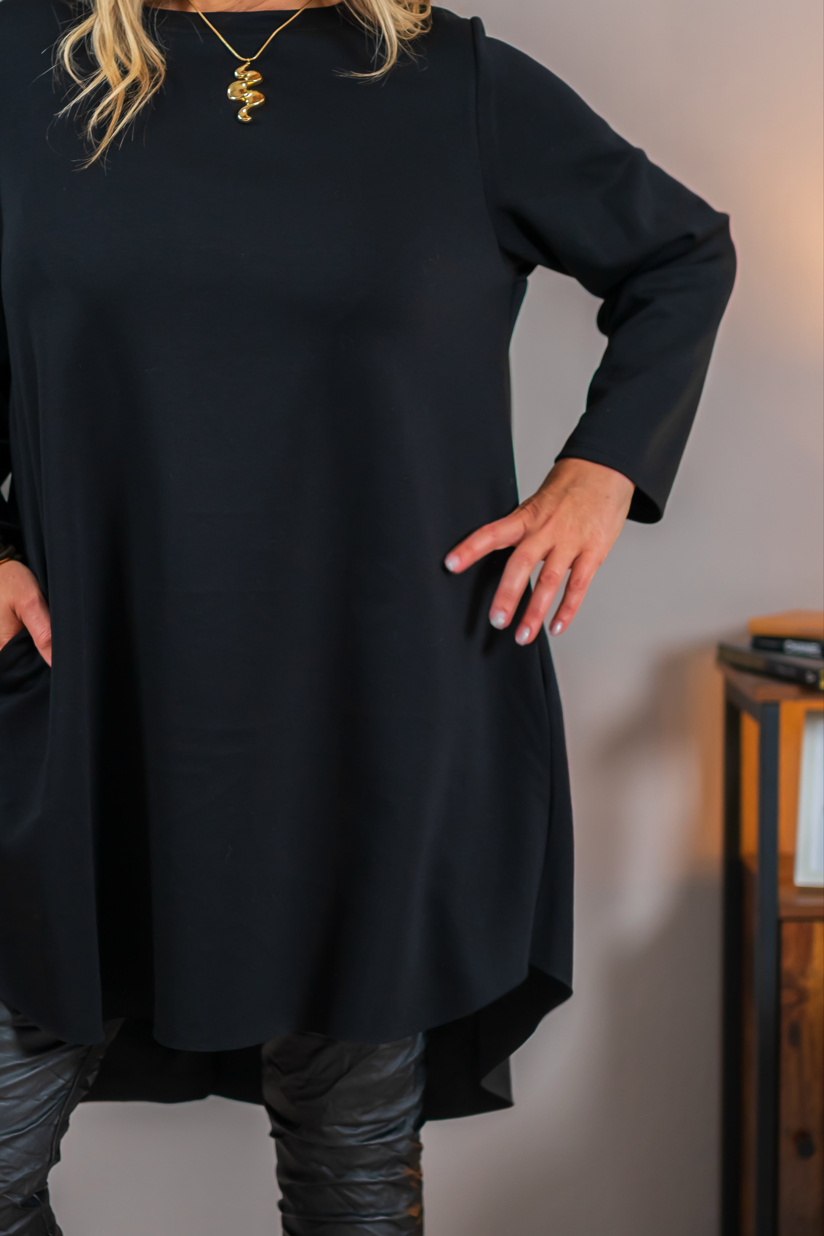 Oversize Tunika, schwarz