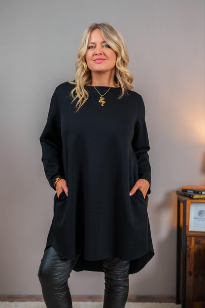 Oversize Tunika, schwarz