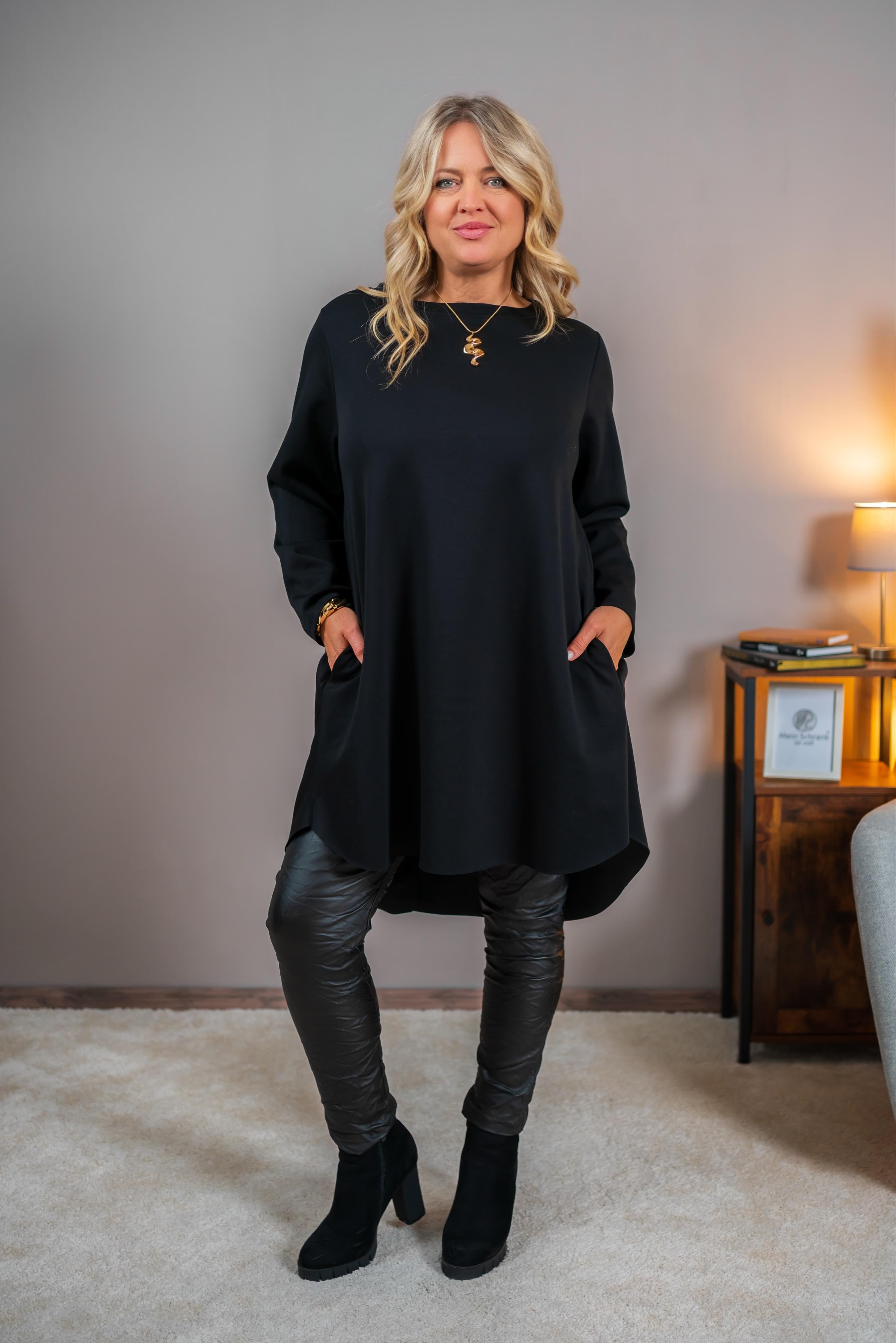 Oversize Tunika, schwarz