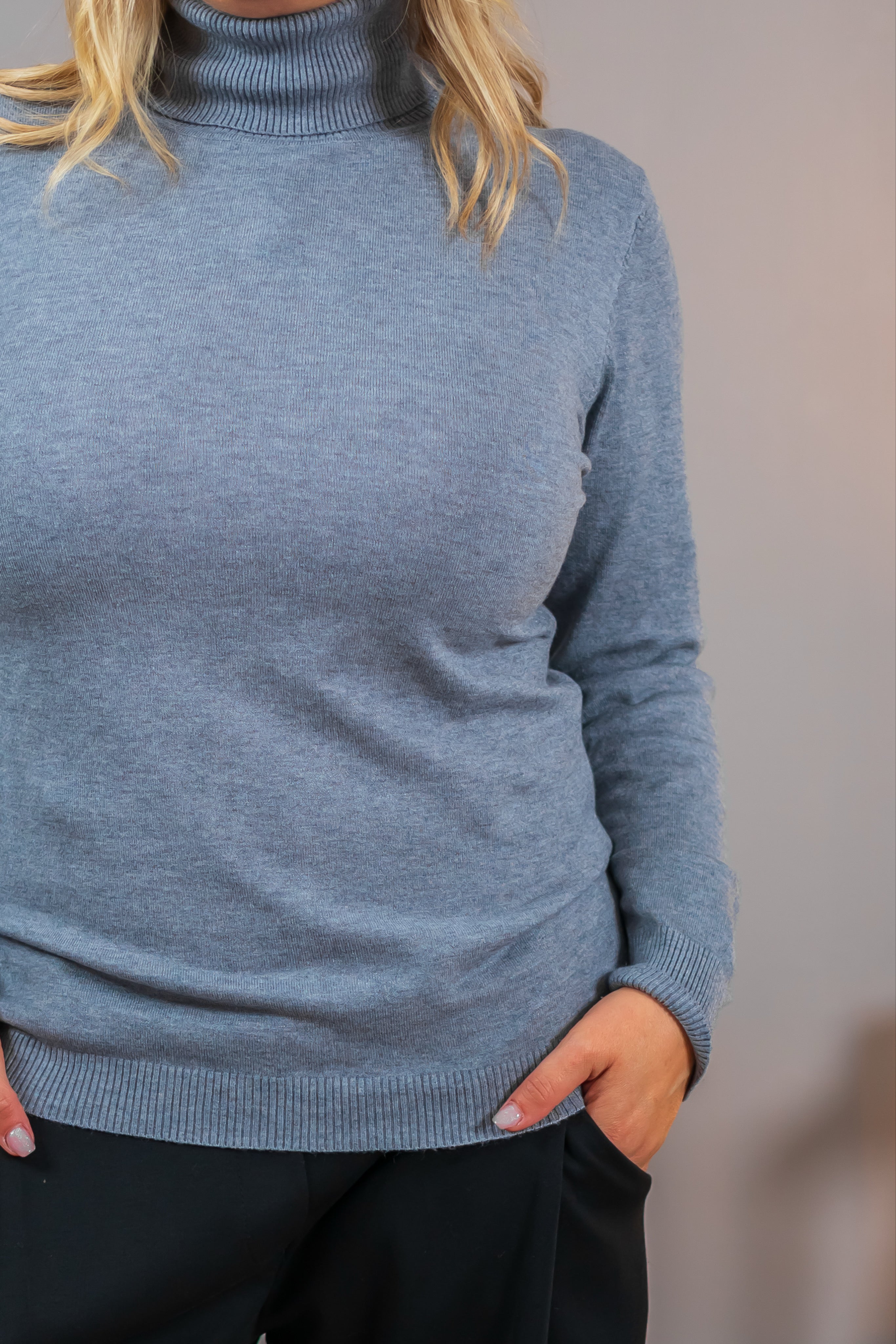 Klassischer Rollkragenpullover, grau