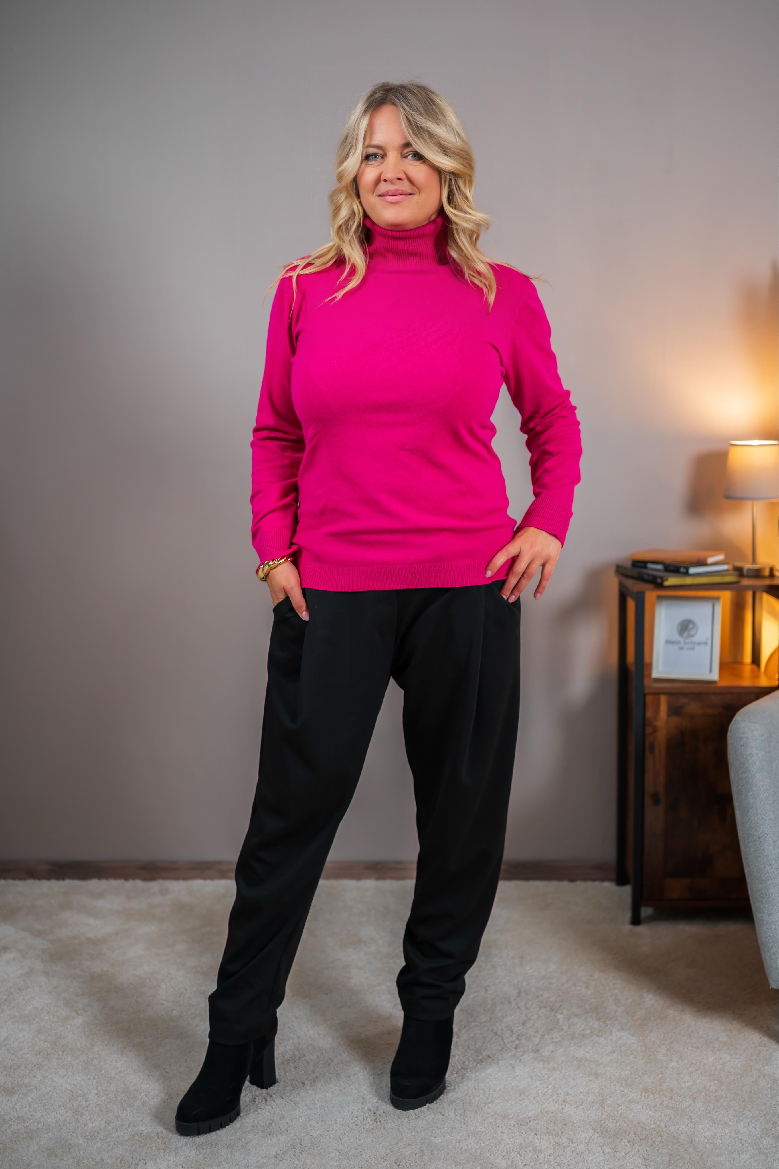 Klassischer Rollkragenpullover, pink