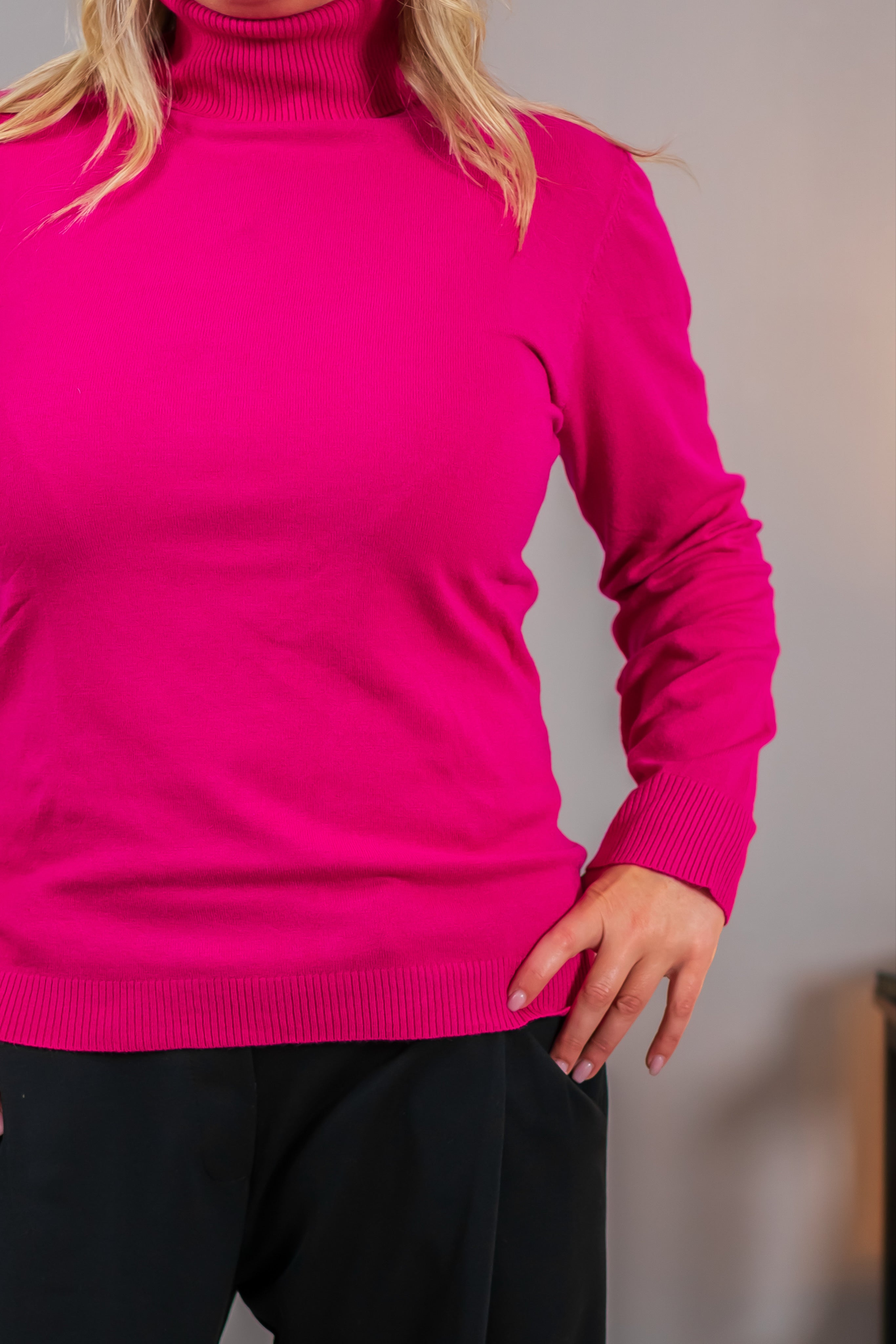 Klassischer Rollkragenpullover, pink