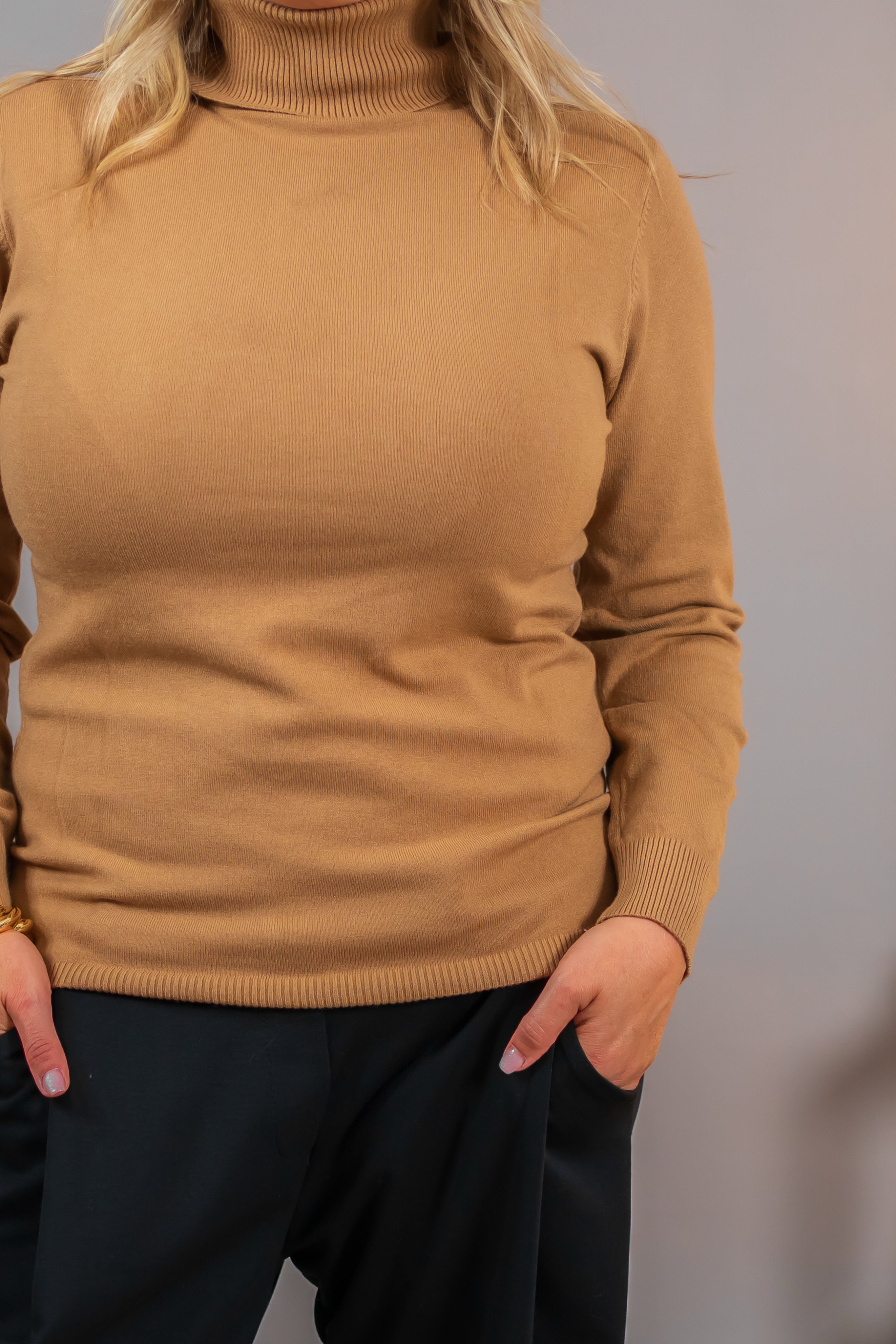 Klassischer Rollkragenpullover, camel