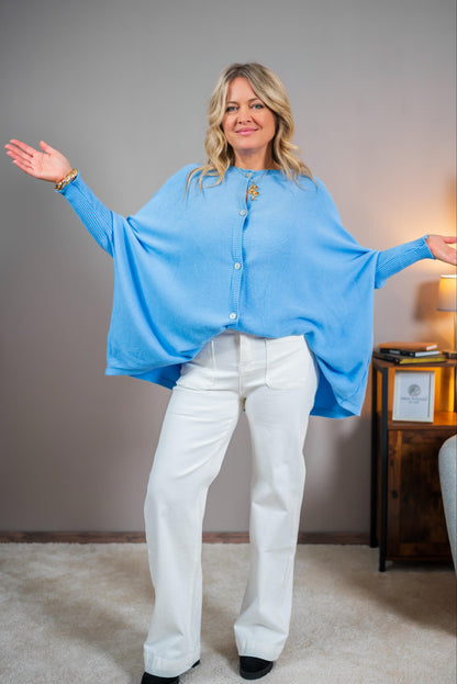 Oversize Strickjacke, hellblau