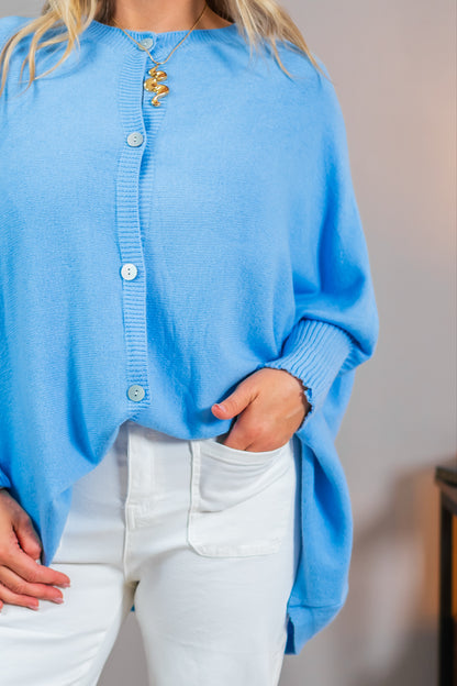 Oversize Strickjacke, hellblau