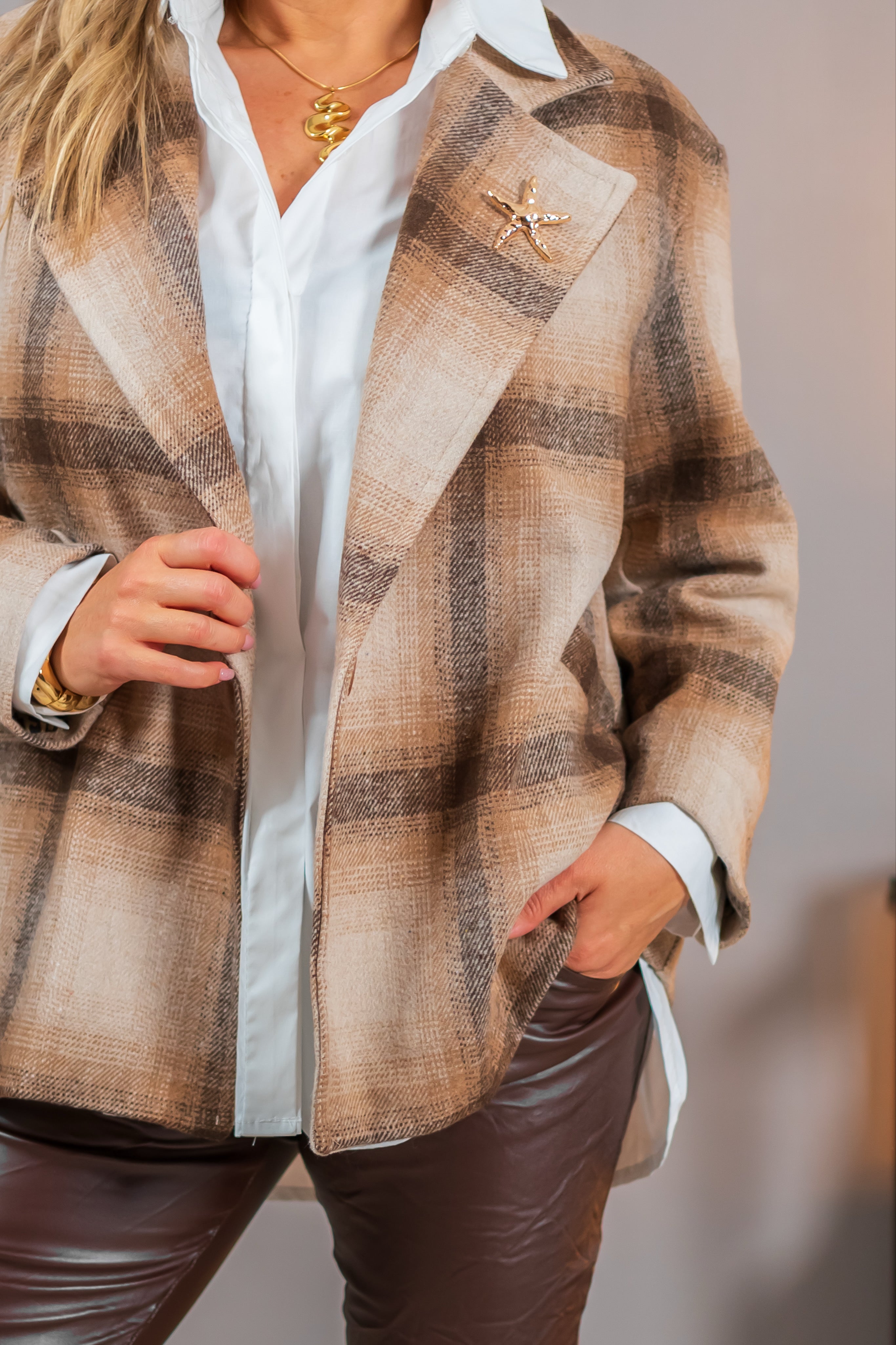 Oversize Blazer im Karo-Muster