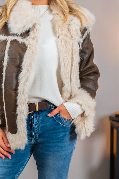 Stylische Jacke im Veloursleder-Look, chocolate