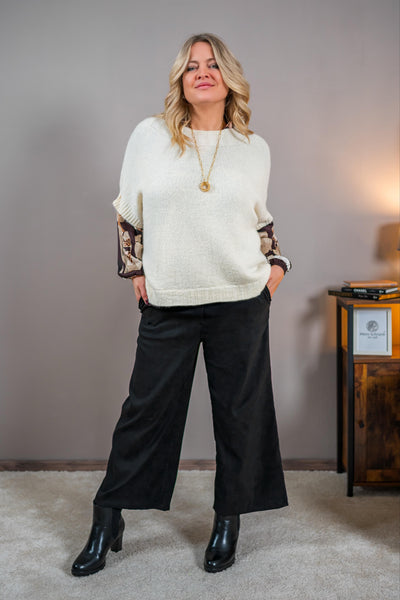 Viskose-Bluse mit Muster, braun