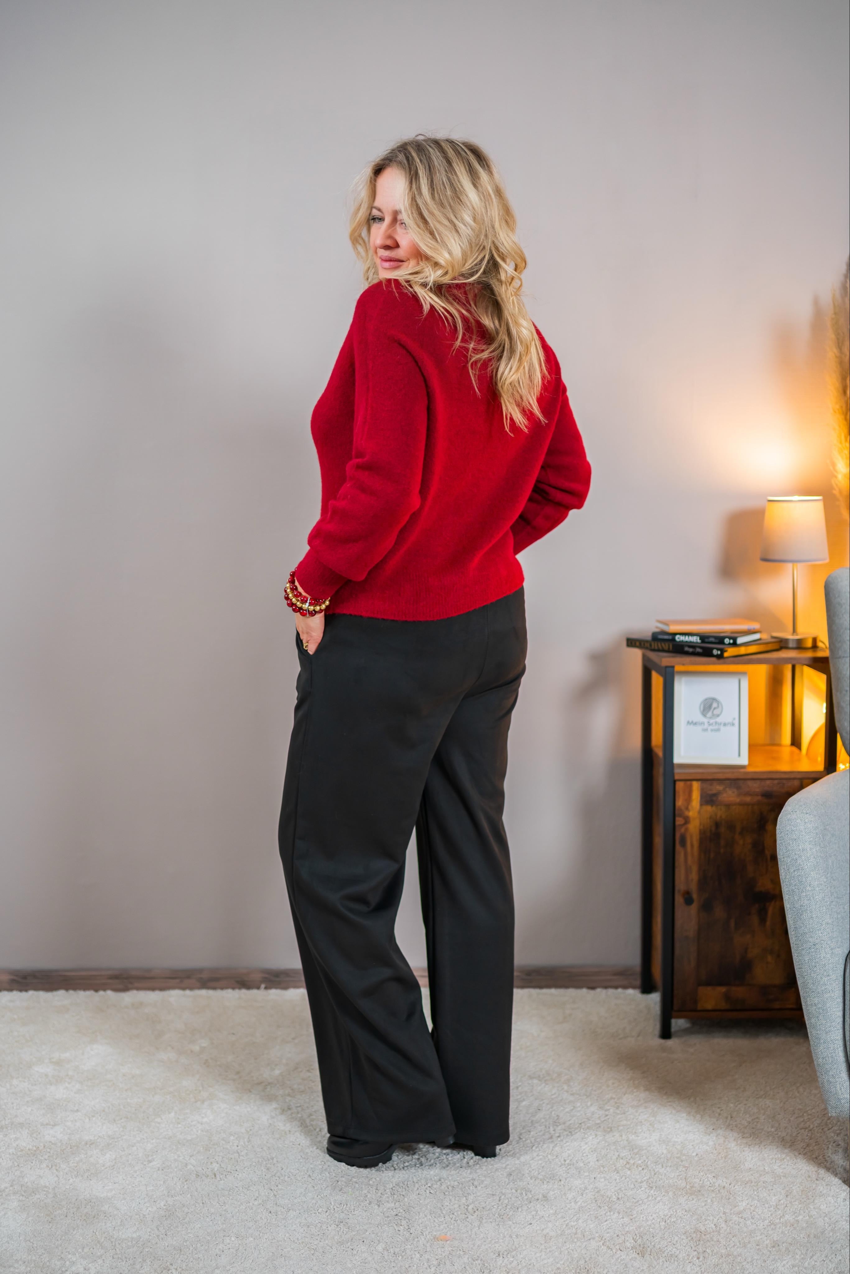 Kuscheliger Strickpullover, weinrot