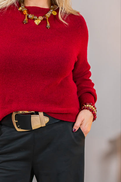 Kuscheliger Strickpullover, weinrot