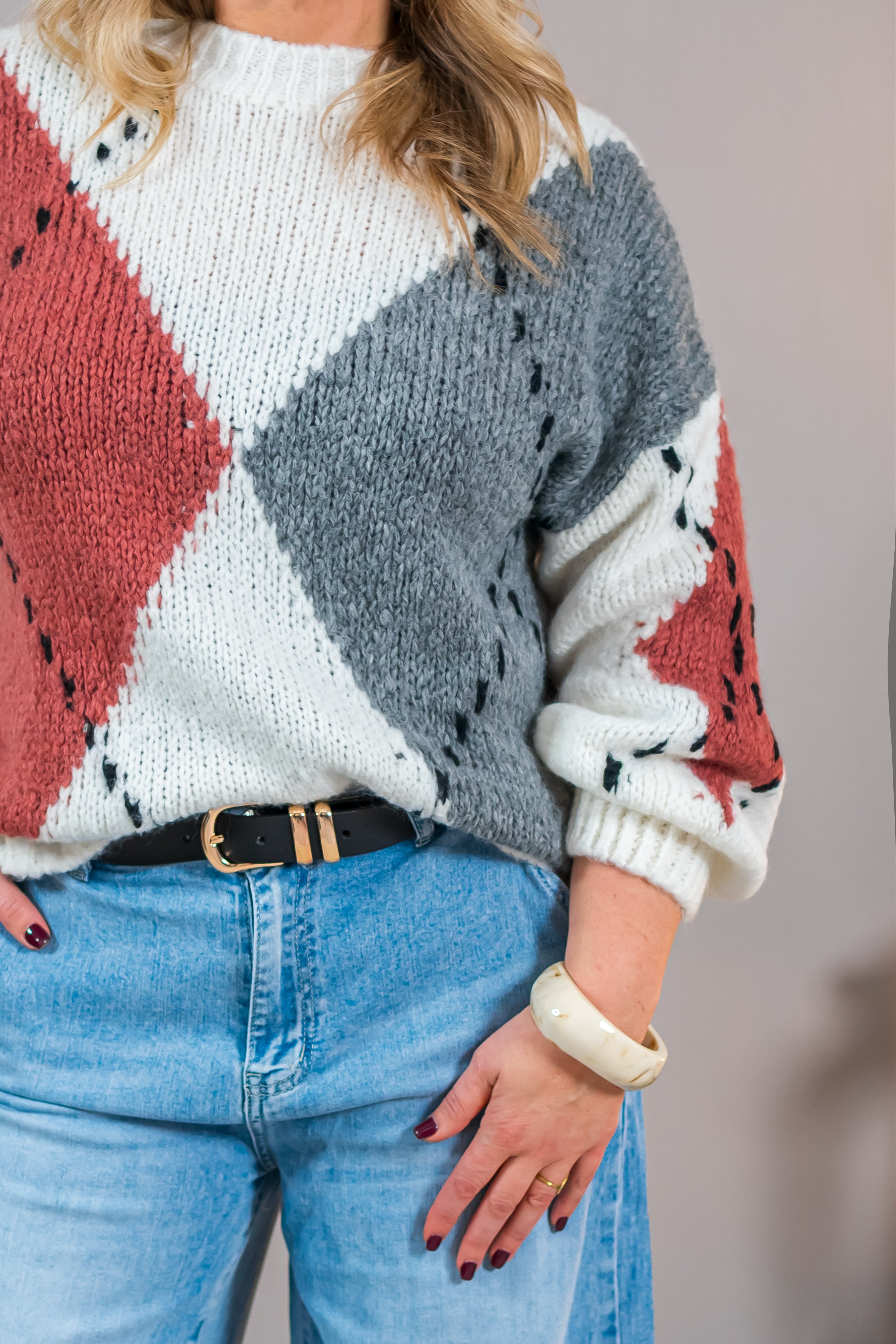 Strickpullover mit stylischem Design, creme