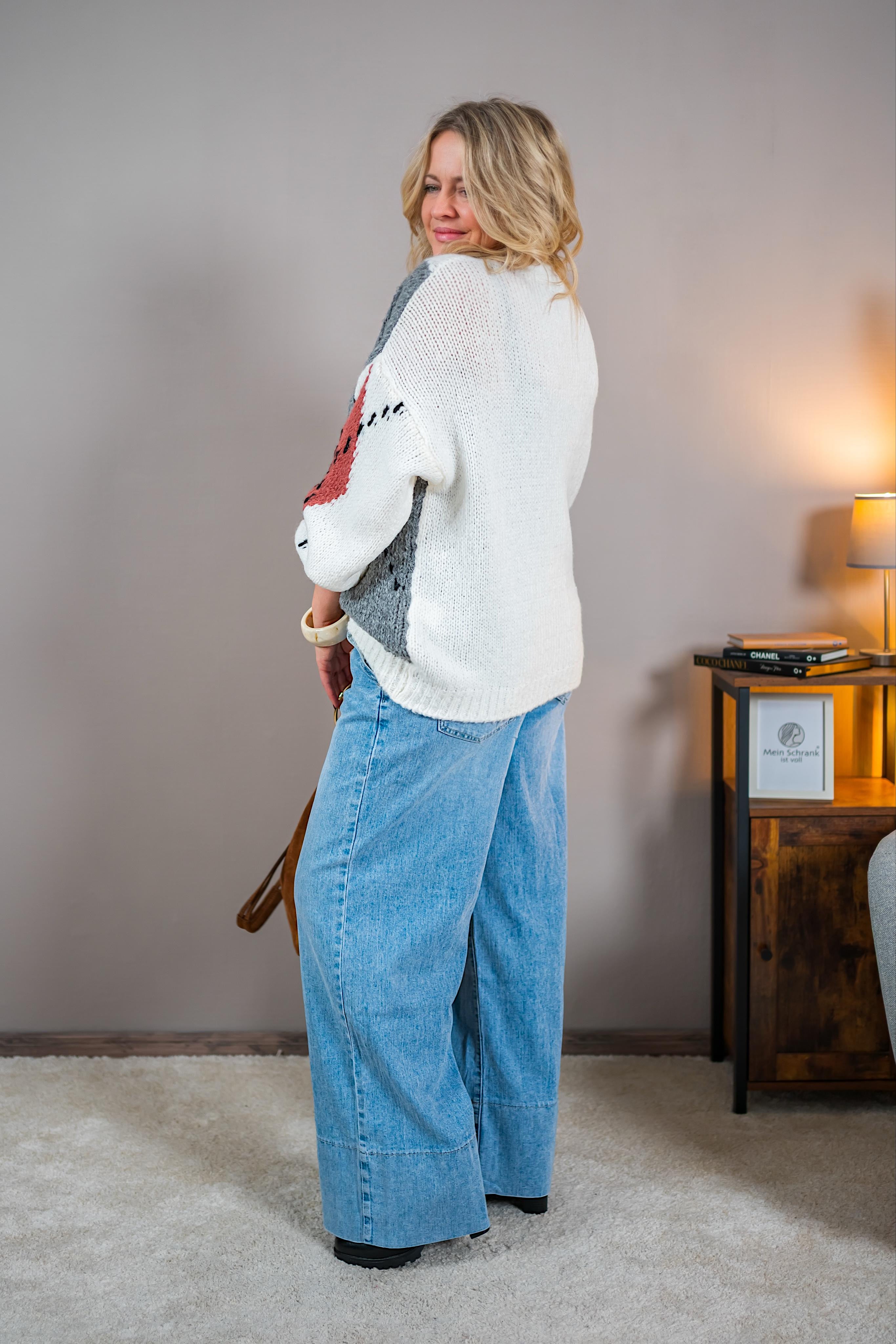 Strickpullover mit stylischem Design, creme