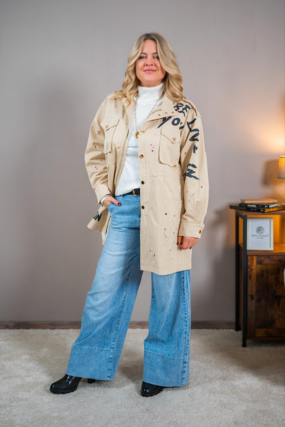 Oversize Jacke im Utility-Look, beige