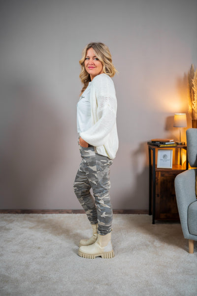 Kuschelige Strickjacke, cremeweiß