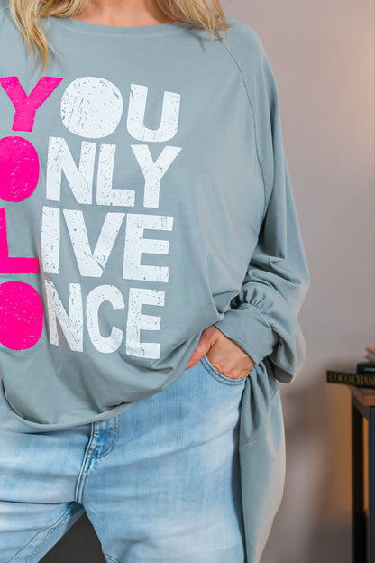 Oversize Sweatshirt mit Statement-Print, grau