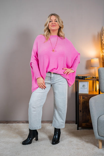 Oversize Feinstrickpullover, pink