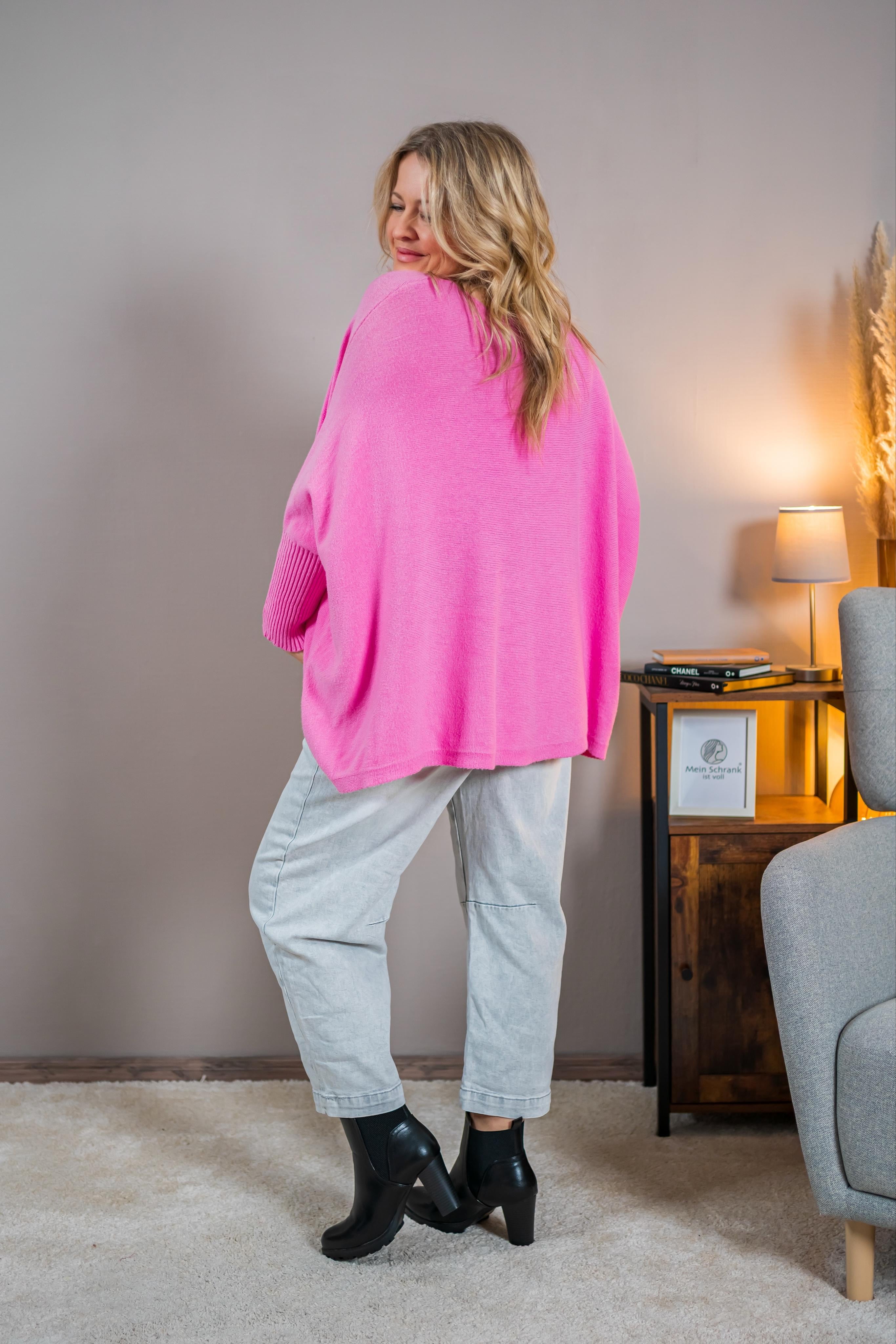 Oversize Feinstrickpullover, pink