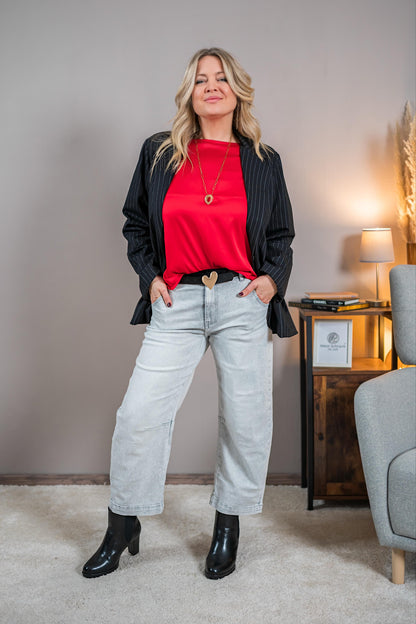 Bluse mit leichtem Glanz, rot