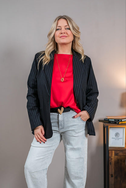 Blazer mit Nadelstreifen, schwarz